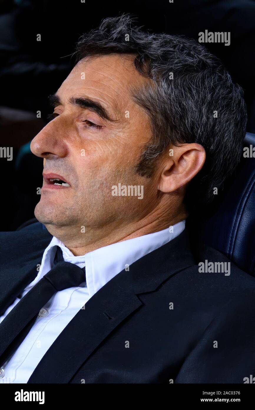 BARCELONA NOV 27 The Coach Ernesto Valverde At The Champions League barcelona-nov-27-the-coach-ernesto-valverde-at-the-champions-league