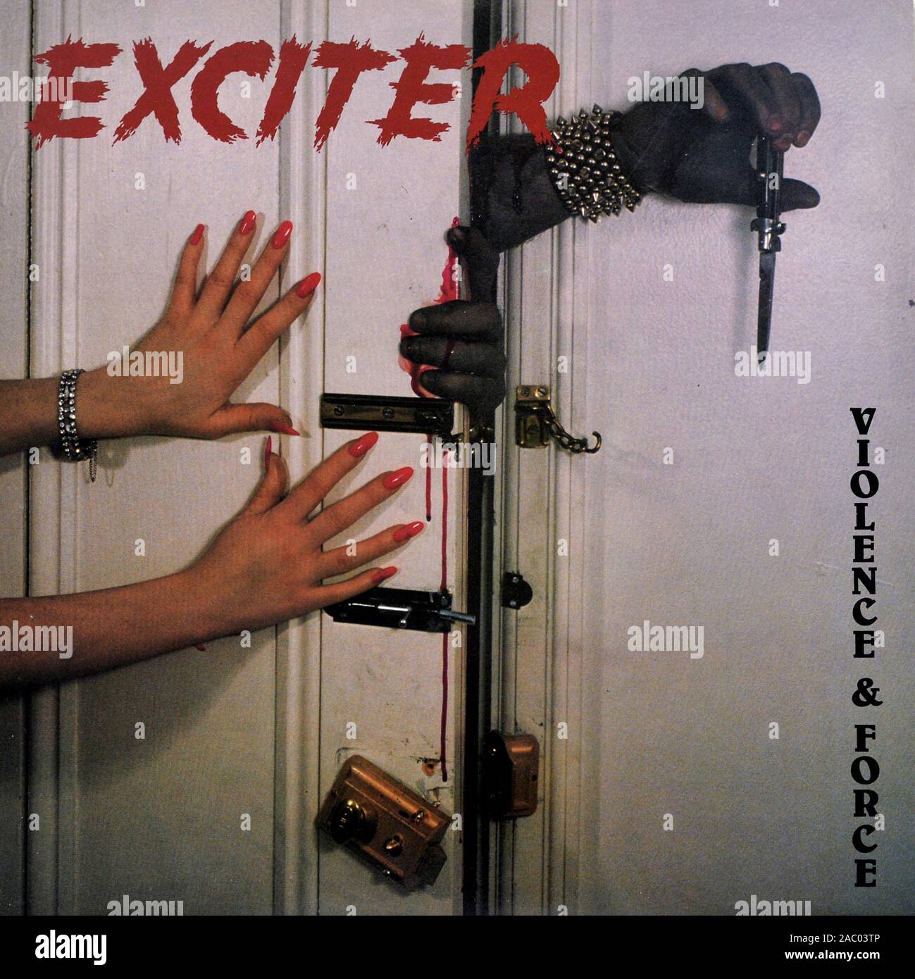 EXCITER Violence and force Vintage vinyl album cover Stock Photo Alamy