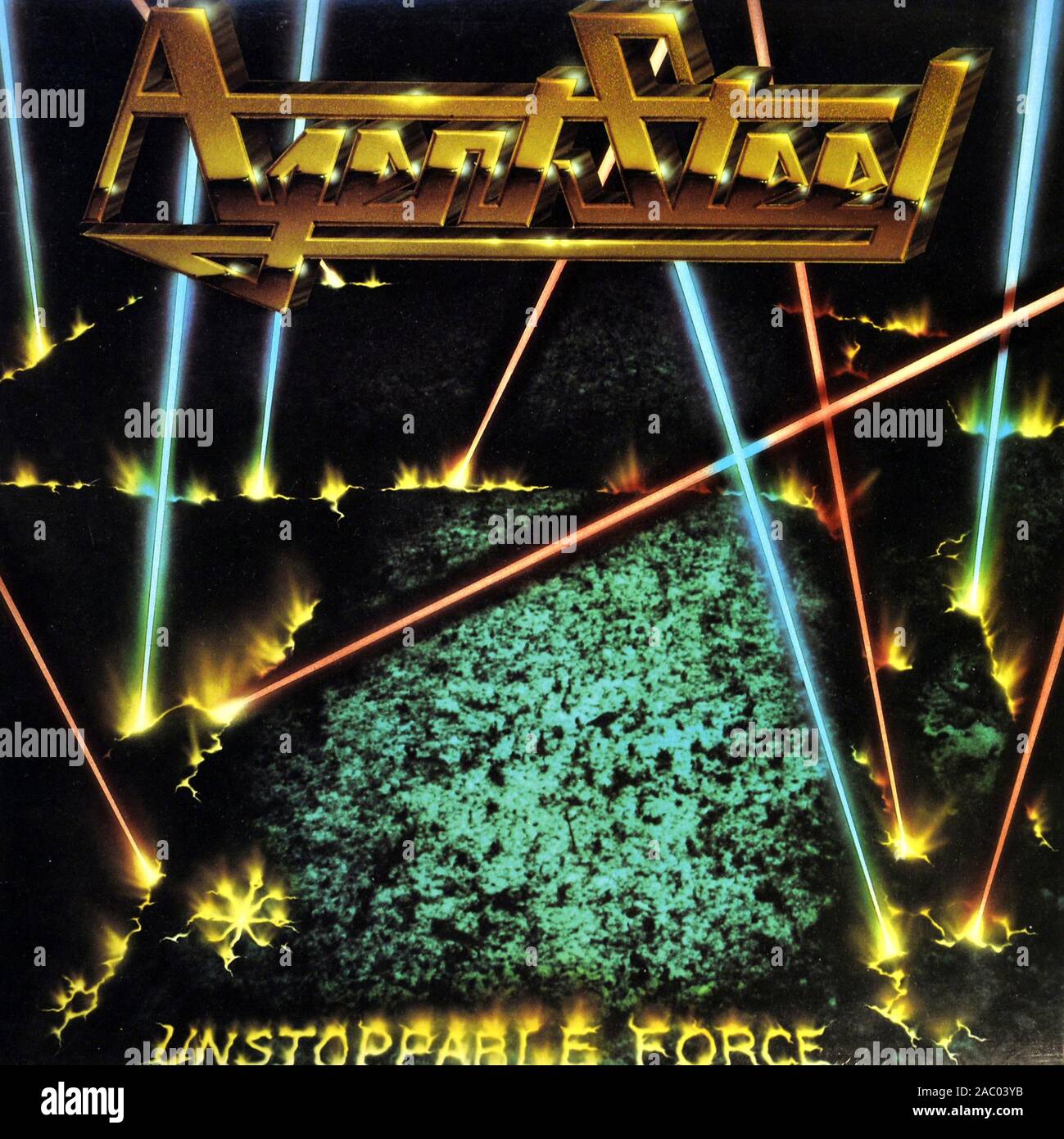 Agent Steel Unstoppable Force - Vintage vinyl album cover Stock Photo