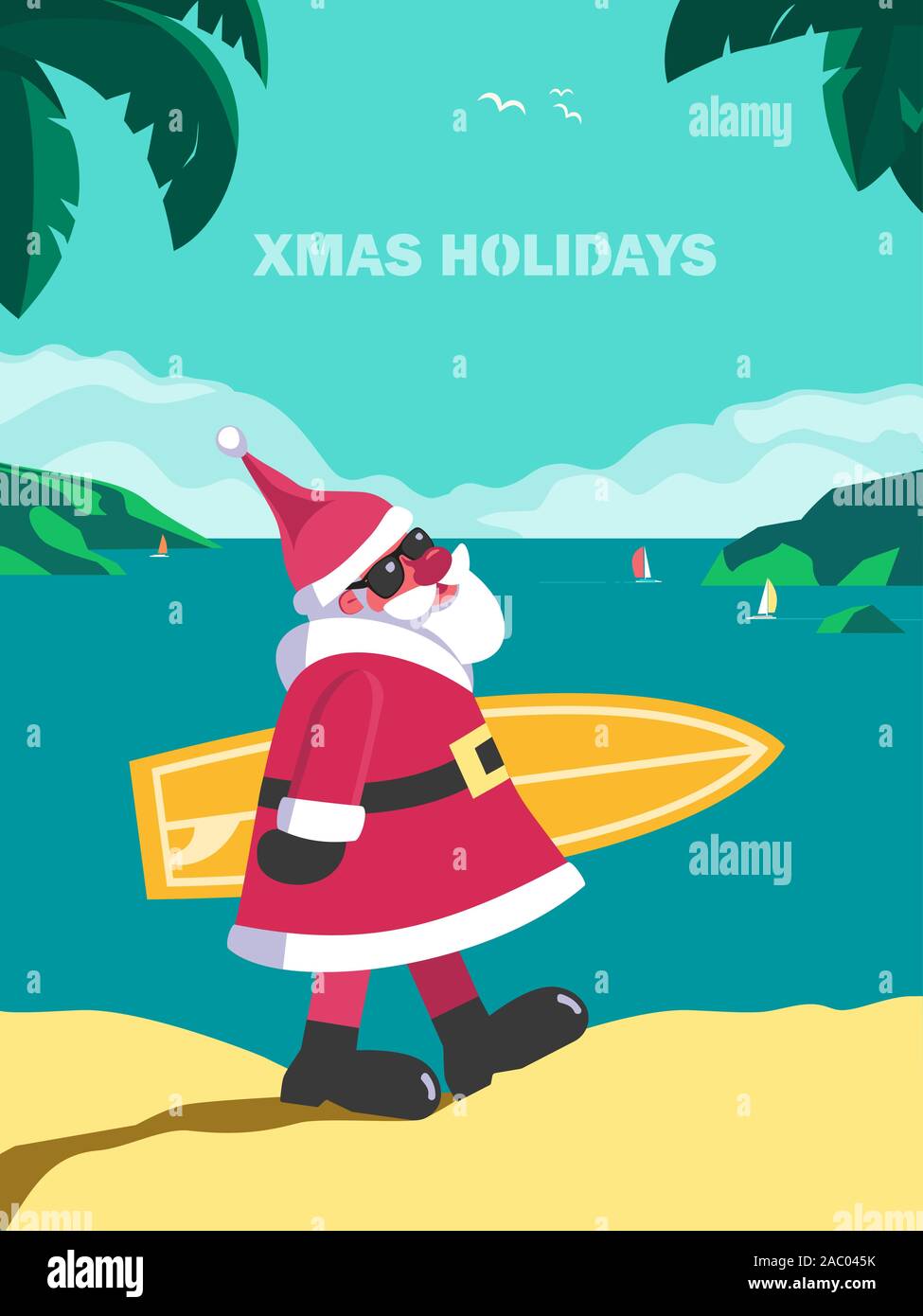 Winter holiday seaside vacation vector poster Stock Vector