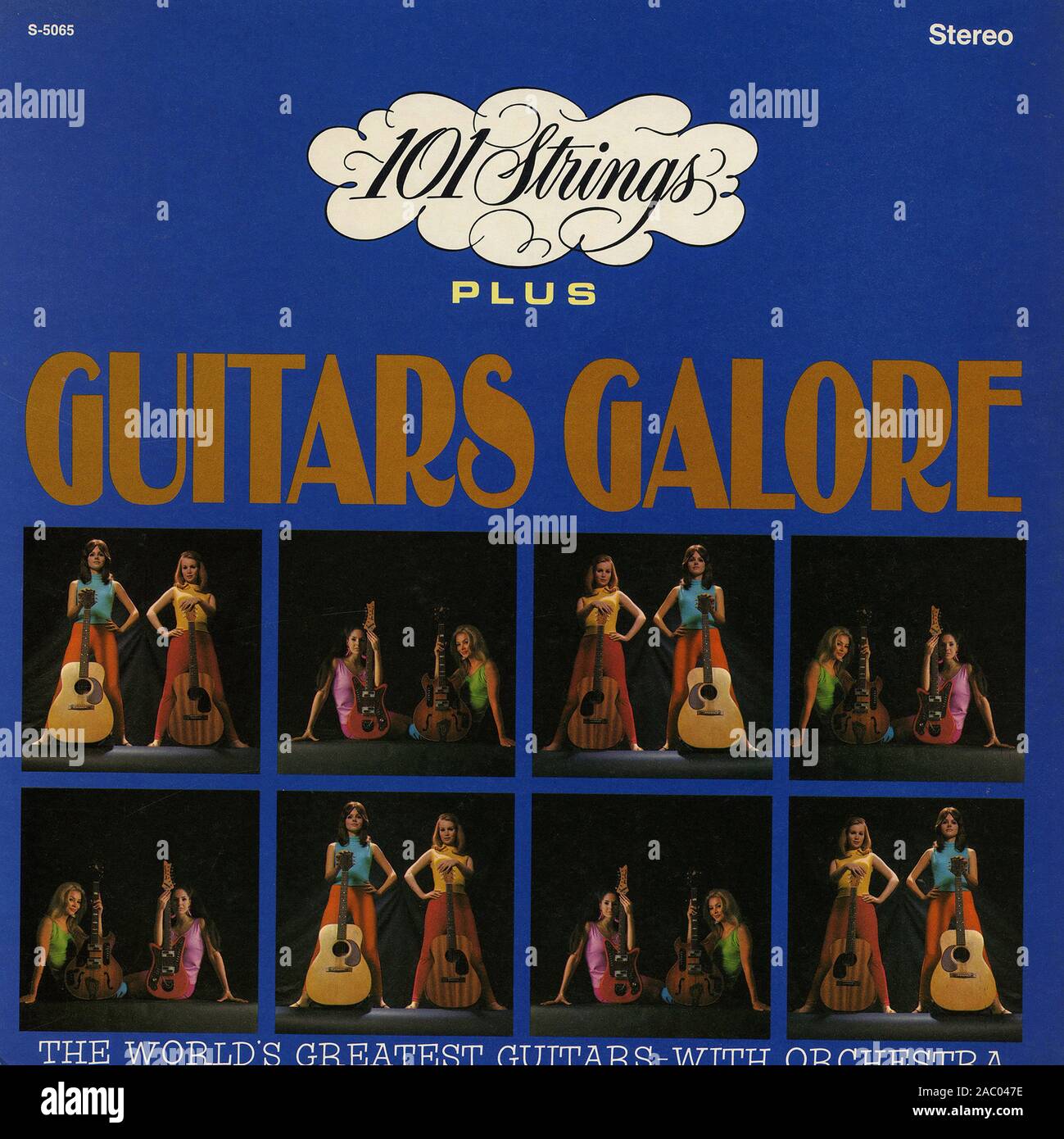 101 Strings Plus Guitars Galore Vintage vinyl album cover Stock Photo