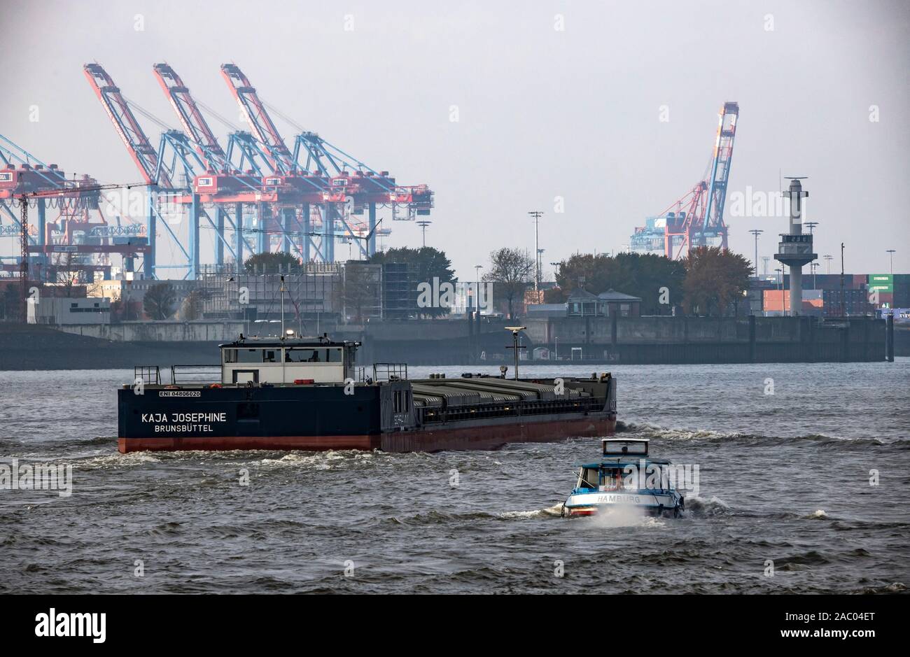 Hamburg, port, Elbe, cranes, container terminal Burchardkai, Stock Photo