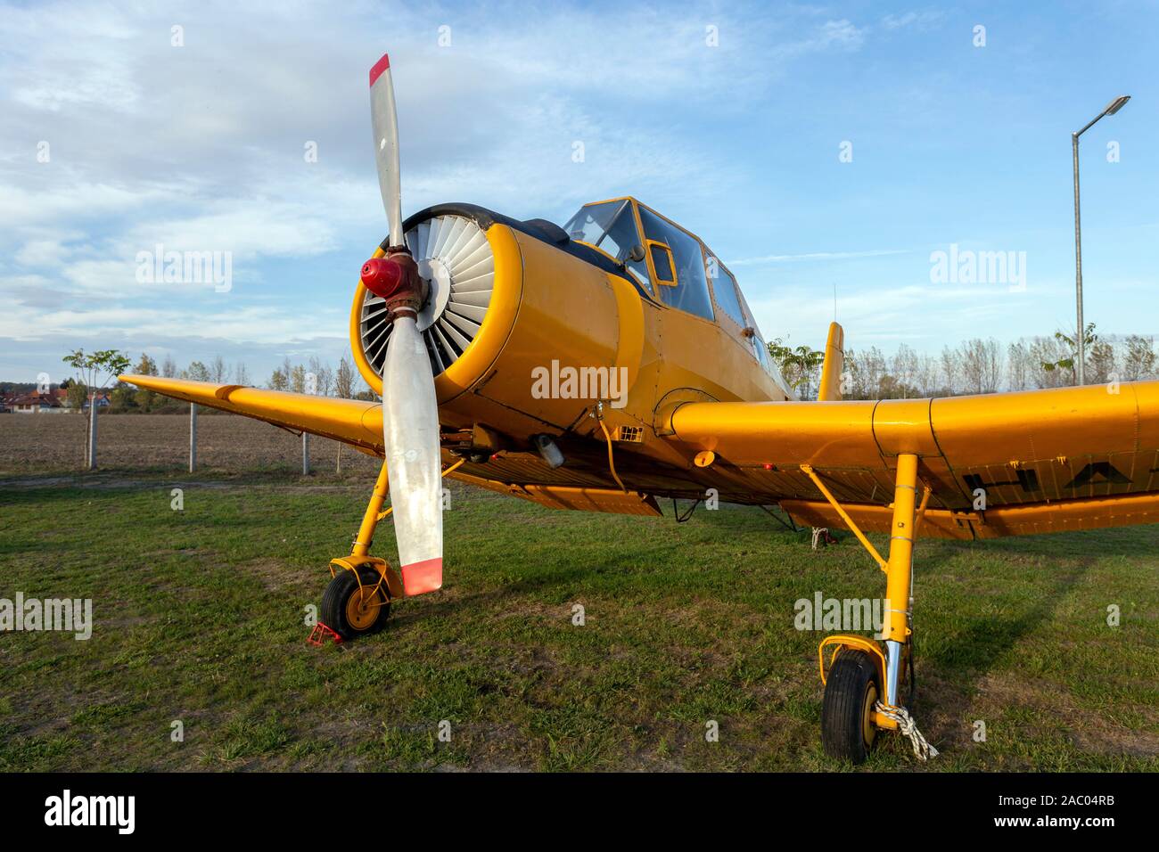 Czech agricultural aircraft Z-37 Bumblebee in a military museum, Hungary. Stock Photo