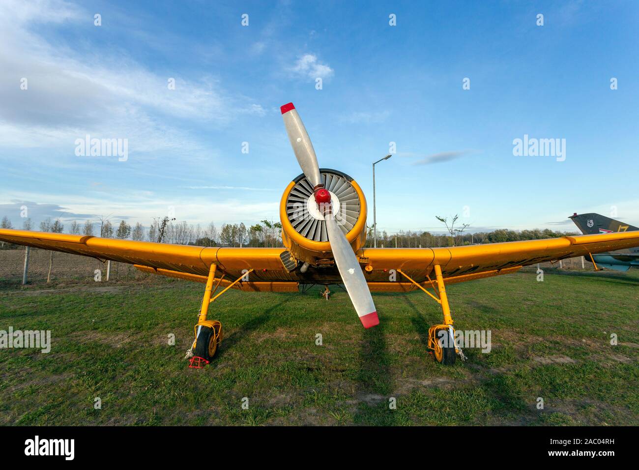 Czech agricultural aircraft Z-37 Bumblebee in a military museum, Hungary. Stock Photo
