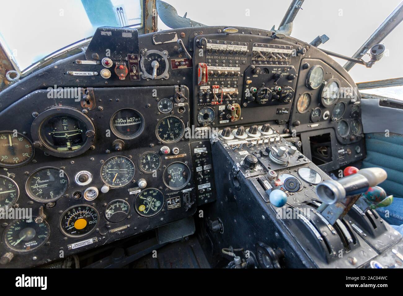 Cockpit of an old russian plane (An-2) in a museum in Hungary Stock Photo -  Alamy