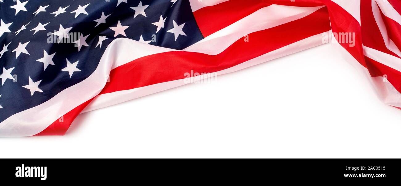 American flag on white background with copy space Stock Photo - Alamy