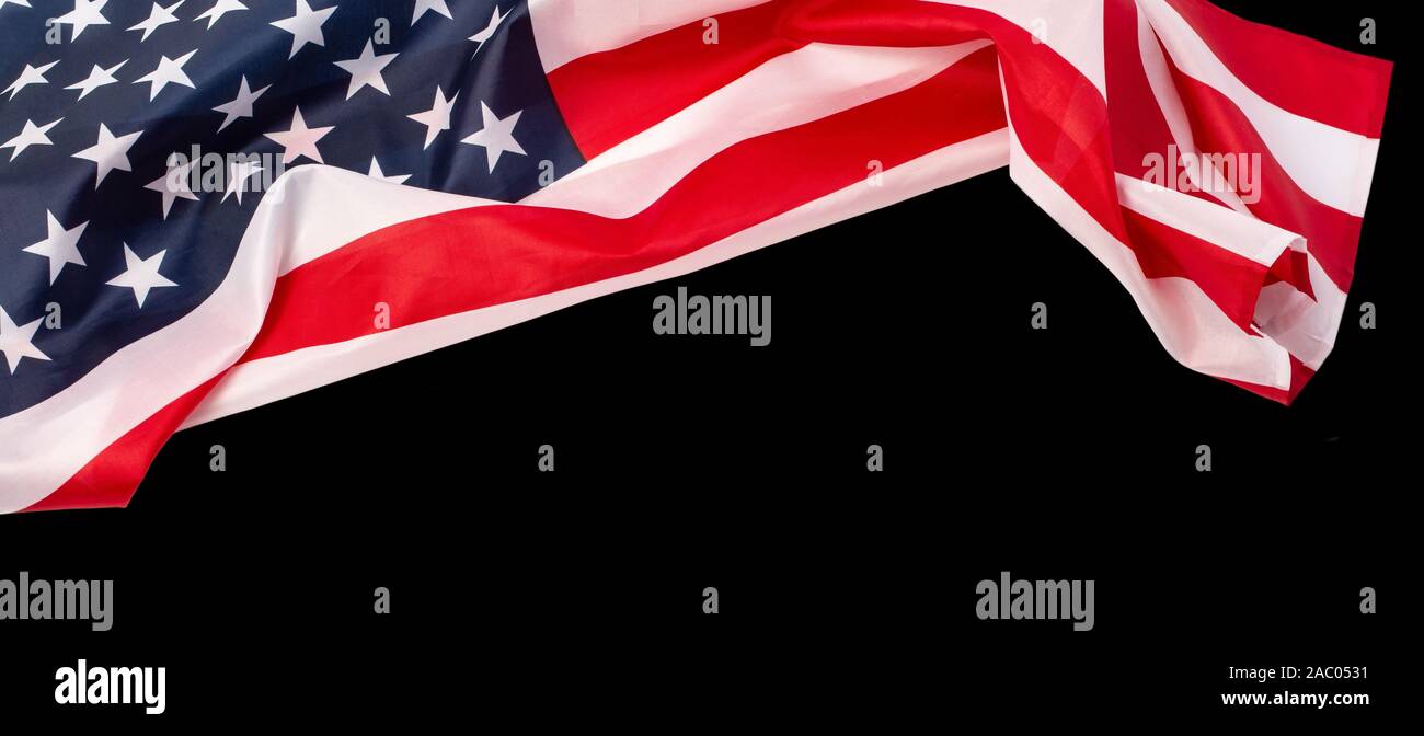 american flag isolated on black background - Image Stock Photo - Alamy