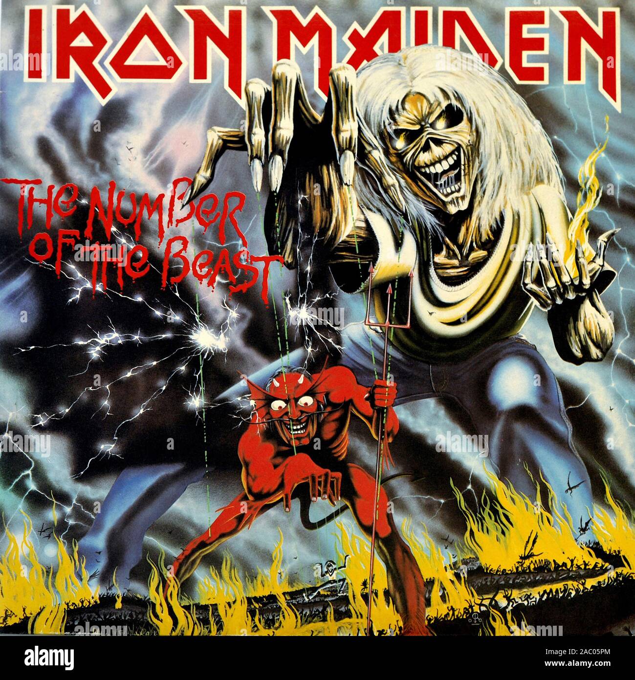 IRON MAIDEN The number of the Beast - Vintage vinyl album cover Stock Photo  - Alamy