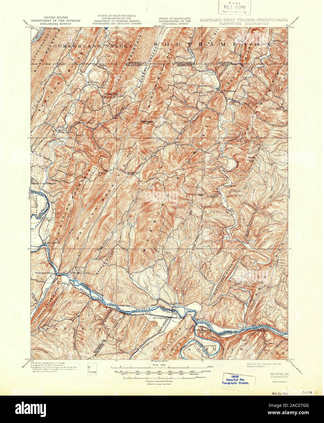 USGS TOPO Map Pennsylvania MD Flintstone 257396 1900 62500 Restoration ...