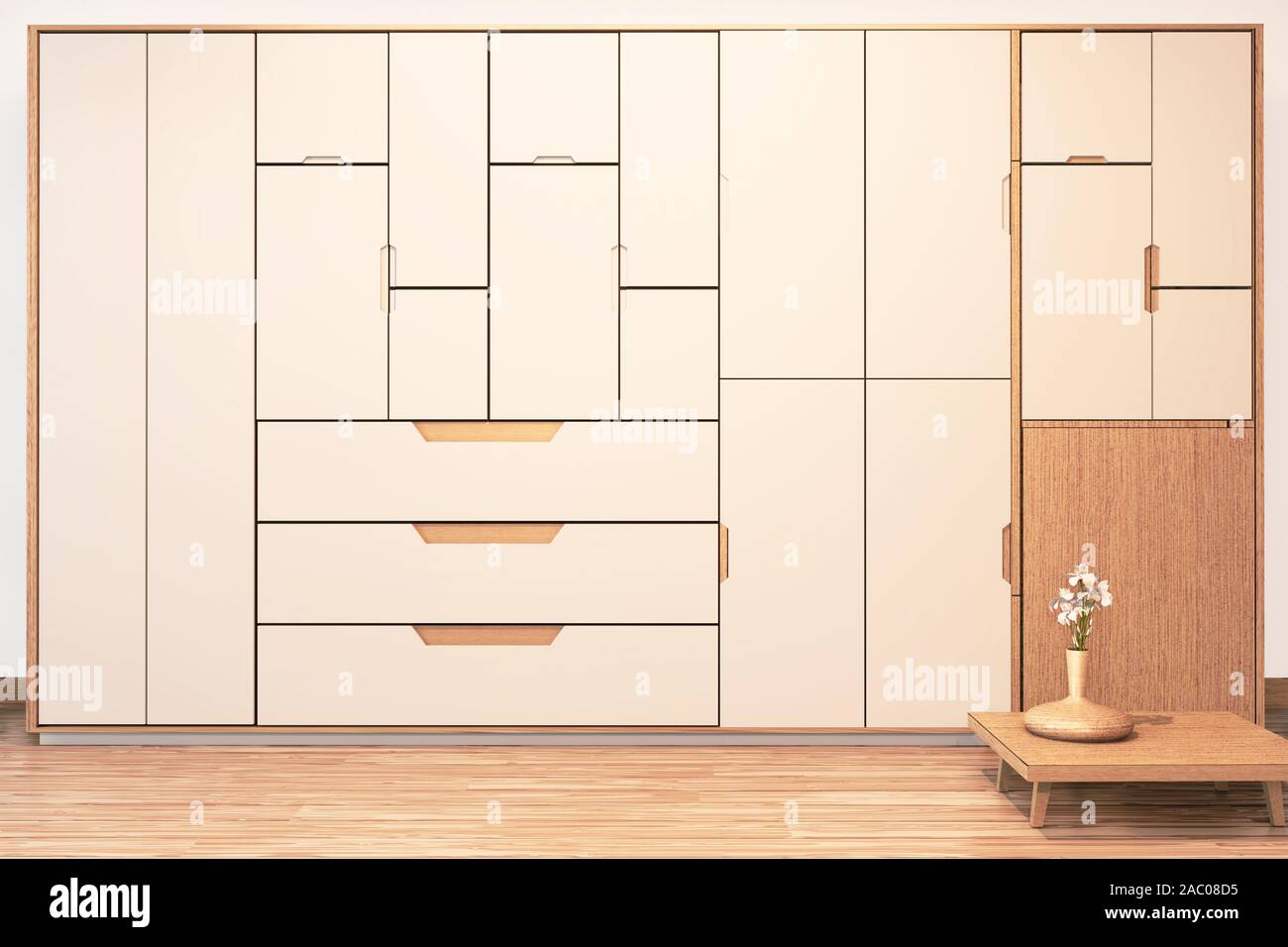 Modern Wall Wardrobe Wooden Japanese Style And Sofa Armchair