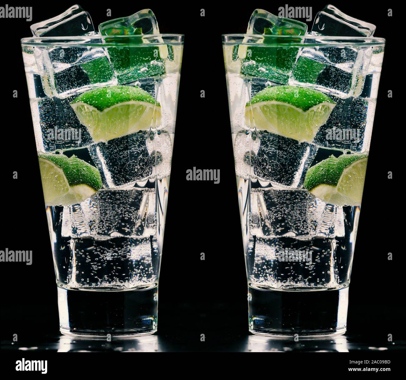 cocktail mojito, bubbles, juniper berries, lemon, tonic cocktail