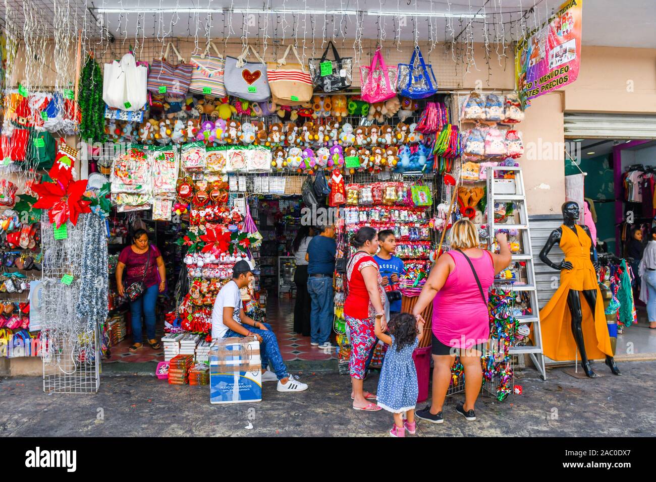 Pedestrian shopping street , downtown Merida Mexico Stock Photo Alamy