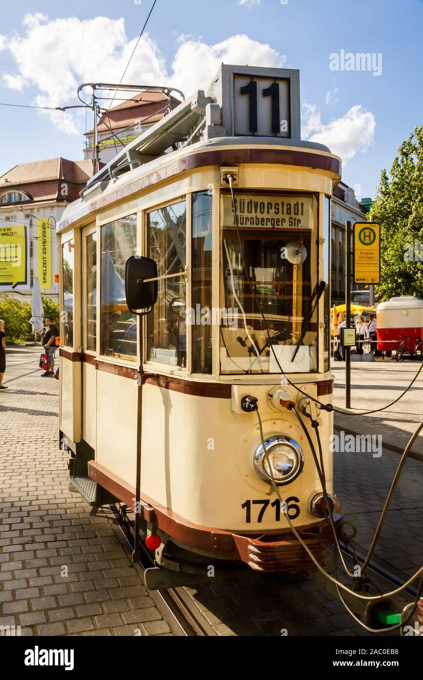 Old vintage tram in Dresden, Germany Stock Photo Alamy