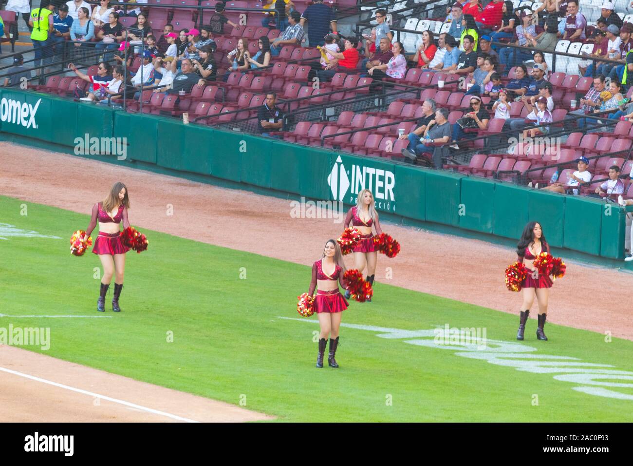 Culiacan, Sinaloa, Mexico October 20 2019 Official cheerleaders of the tomateros of culiacan