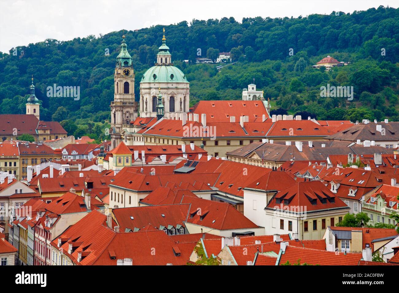 Red roofs of Prague in the Czech Republic. Stock Photo