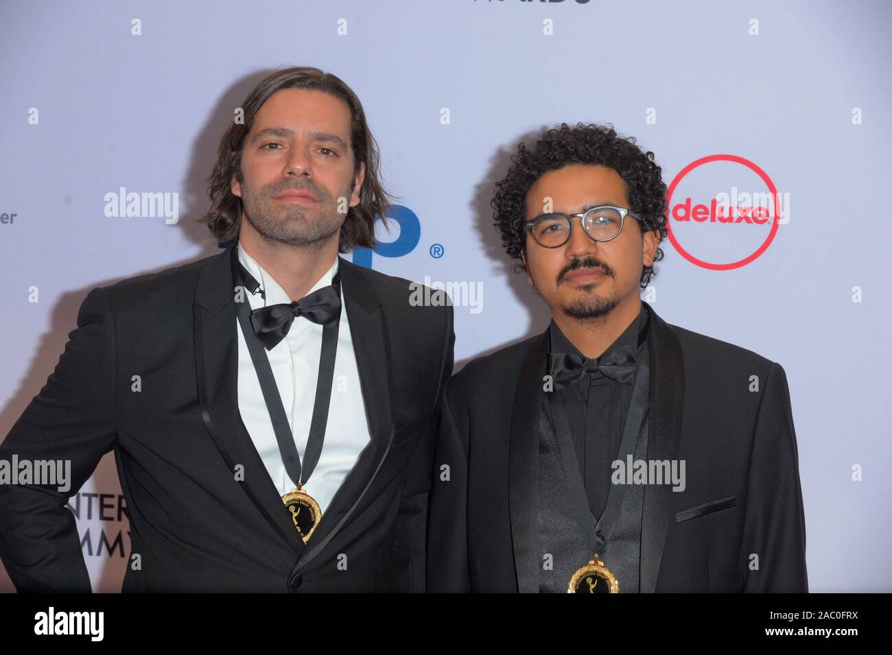 NEW YORK, NY - NOVEMBER 25: Wladimir Winter Nobrega de Almeida and Leonardo Martin Neumann Pereira attend the 2019 International Emmy Awards at New Yo Stock Photo
