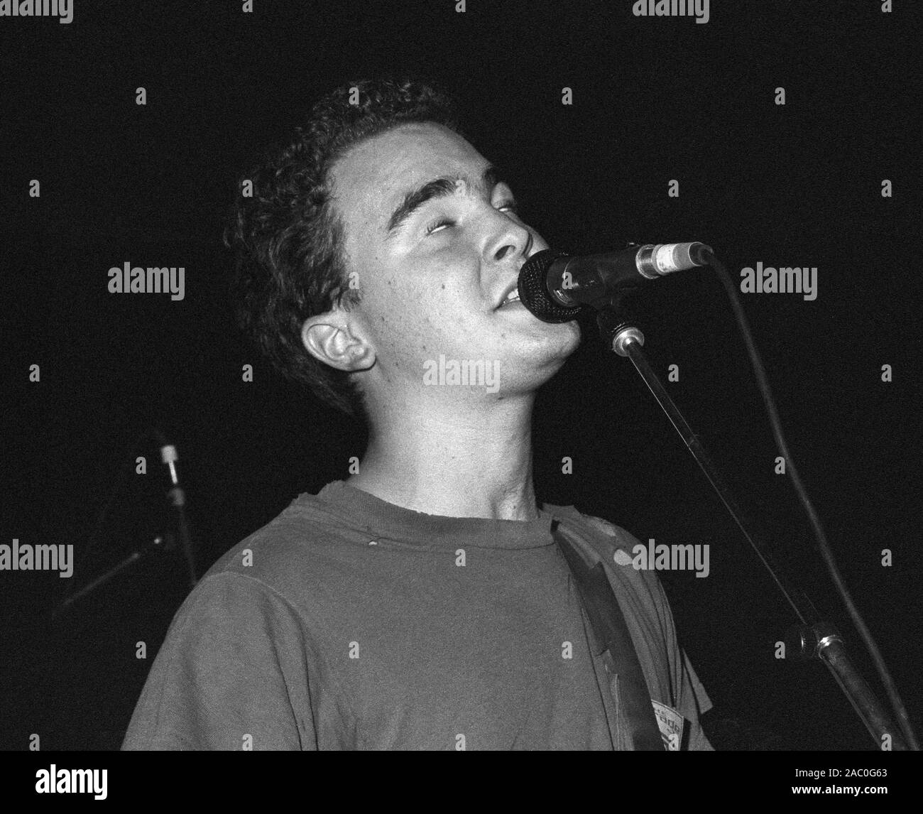 Mark Robinson of the American indie band Unrest performing at The Underworld, London, England, 11th September 1992. Stock Photo