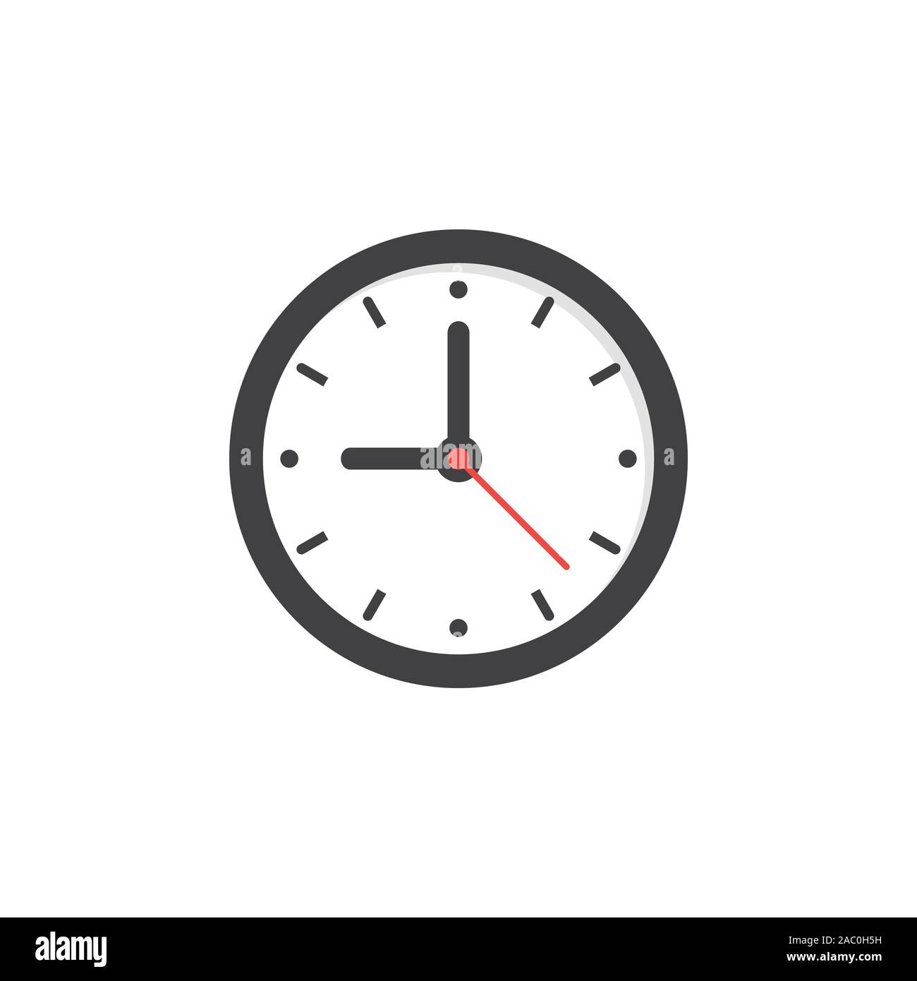 Simple round clock in classic style. Button icon. Vector illustration