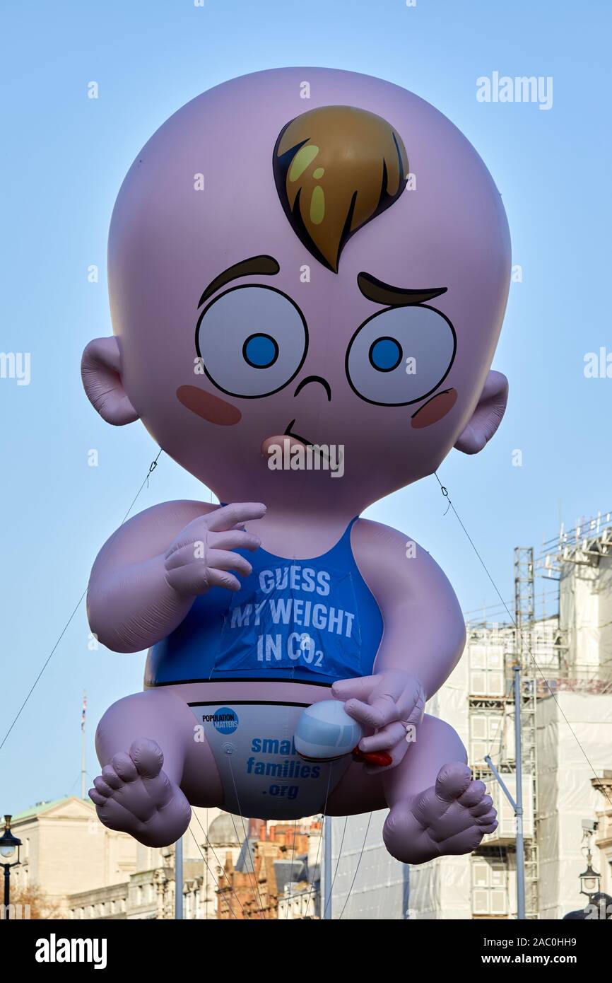 London U.K. Nov 29 2019 Big Baby a 7m tall baby balloon