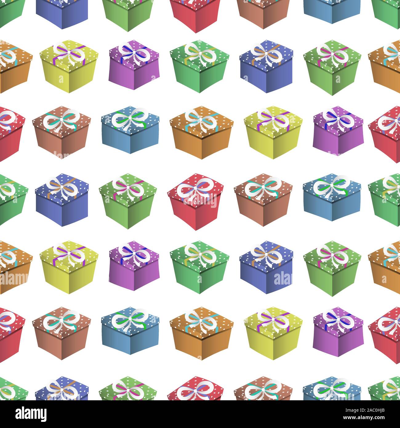 Pattern of colorful holiday boxes on white background Stock Vector ...