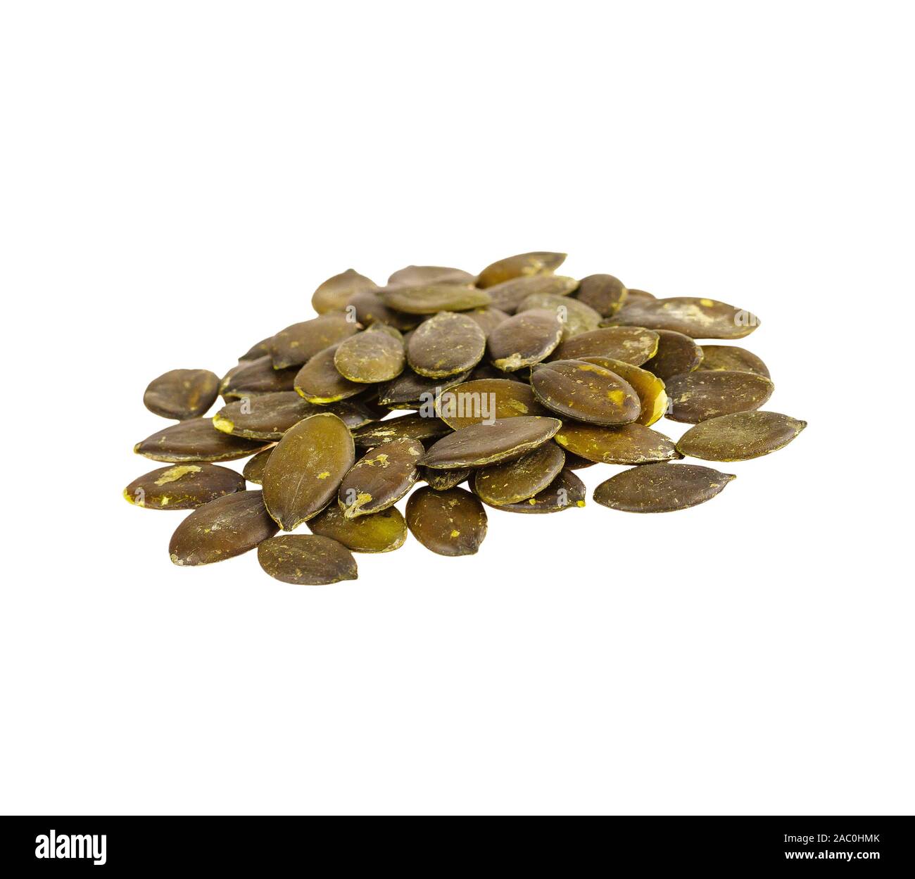 Pumpkin dried seeds isolated on white Stock Photo