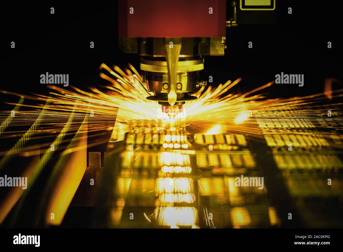 Machining CNC laser cutting metal sheet,High precision technology Stock Photo Alamy