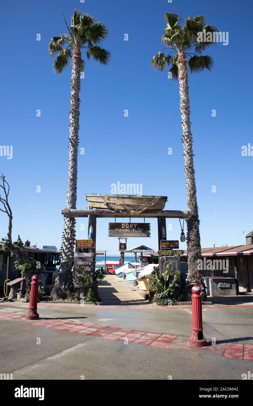 Historic dory fishing market  on the Balboa Peninsula Newport Beach, CA USA Stock Photo