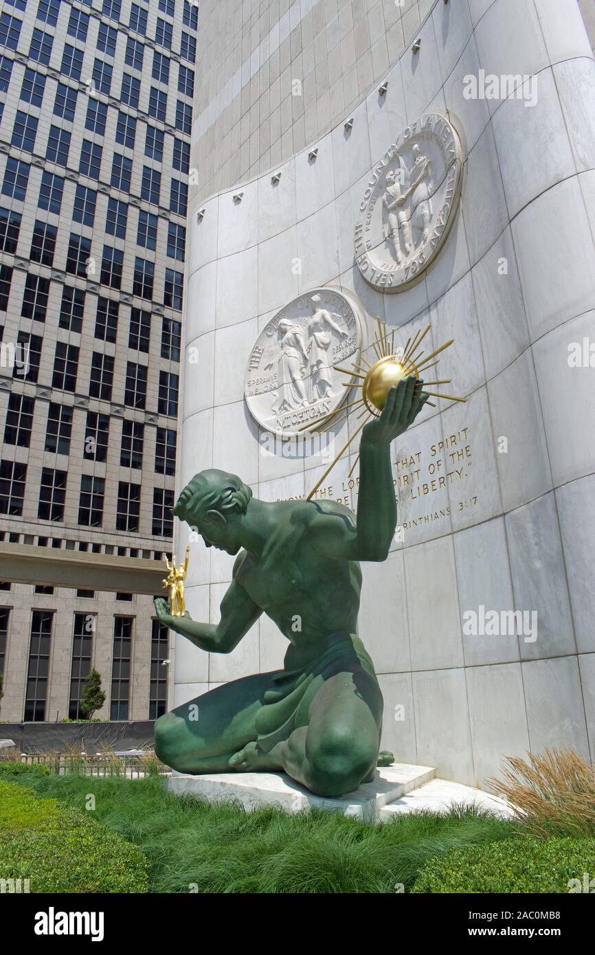Spirit of Detroit Statue in Downtown Detroit Stock Photo Alamy