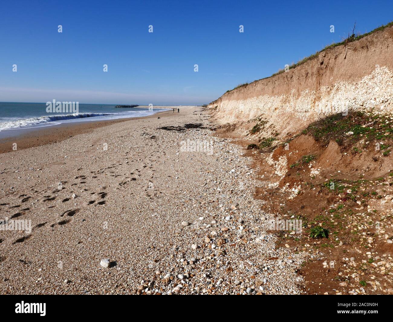 Cliff erosion along the coast at Selsey in West Sussex Stock Photo