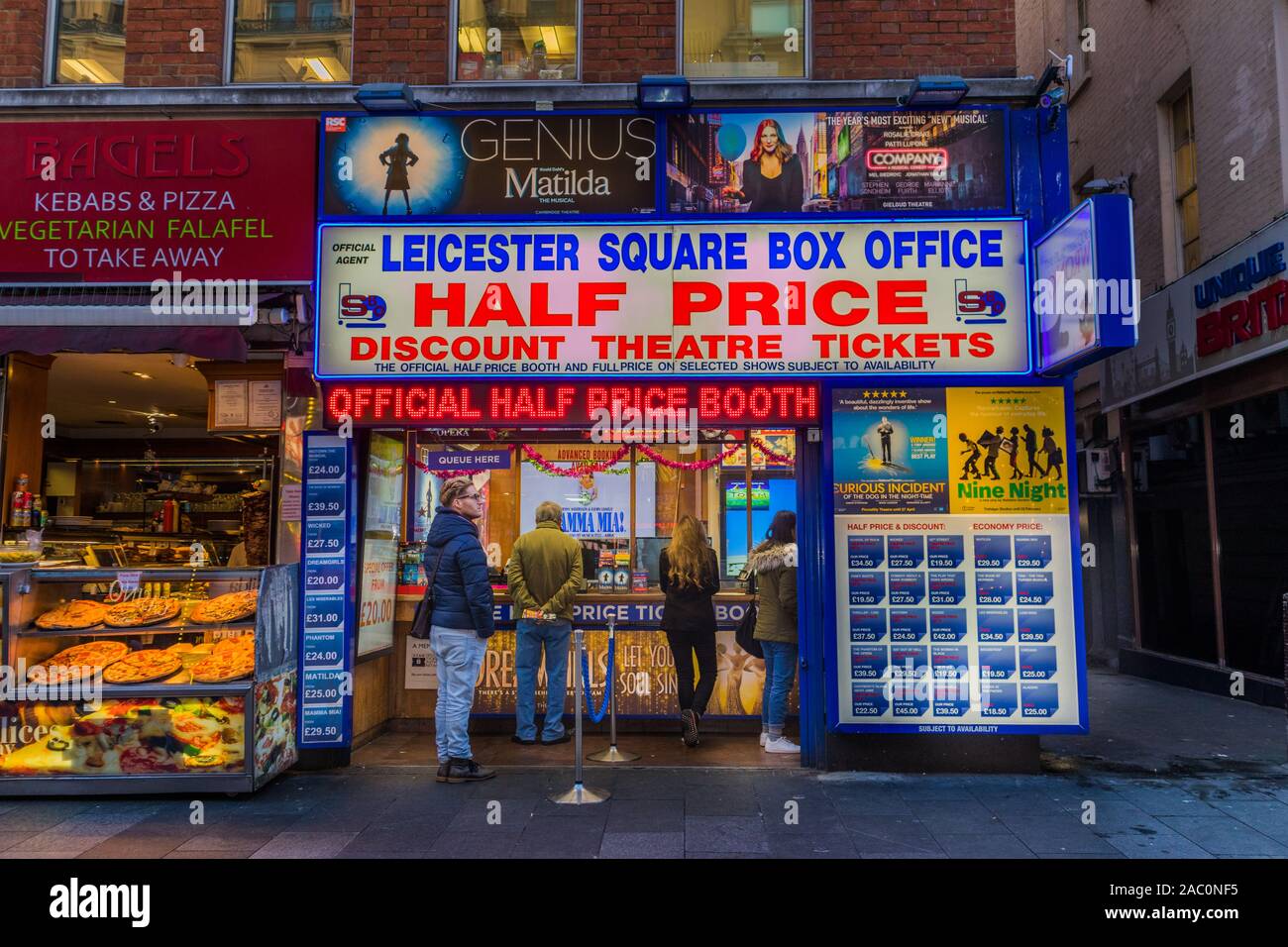 Discount Theatre tickets being offered for sale in the Leicester Square Box Office West End London Stock Photo