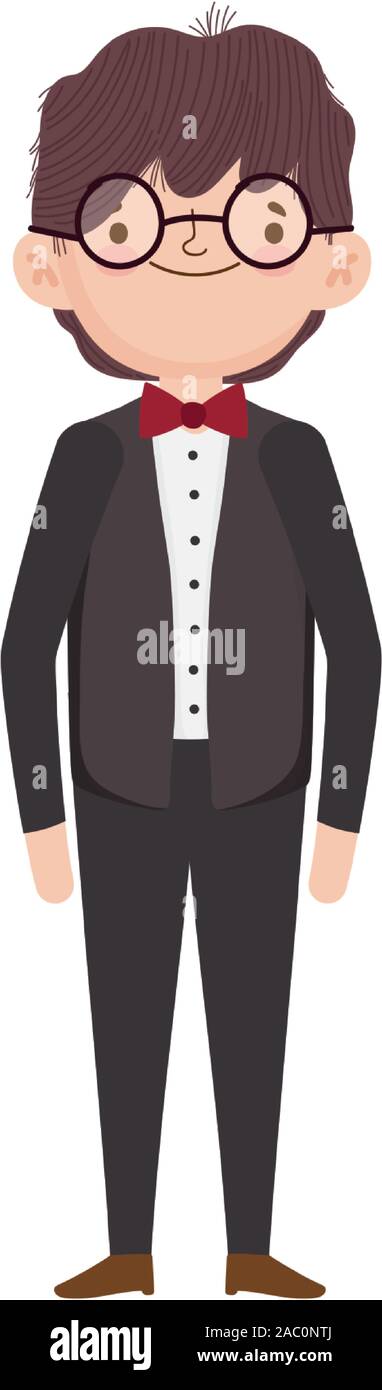 wedding groom man cartoon character in suit vector illustration Stock ...
