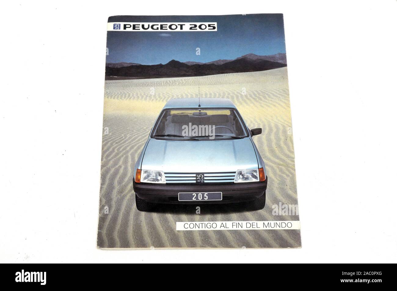 object,  old advertising brochure peugeot 205 Stock Photo