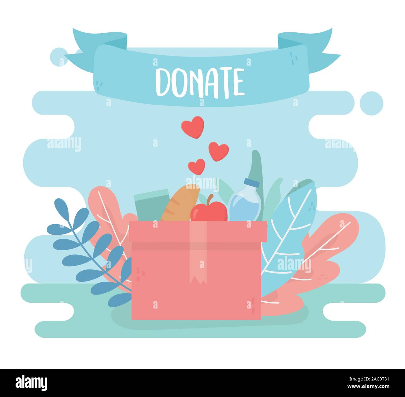 Volunteering Help Charity Donate Food Water In Box Vector Illustration Stock Vector Image Art Alamy