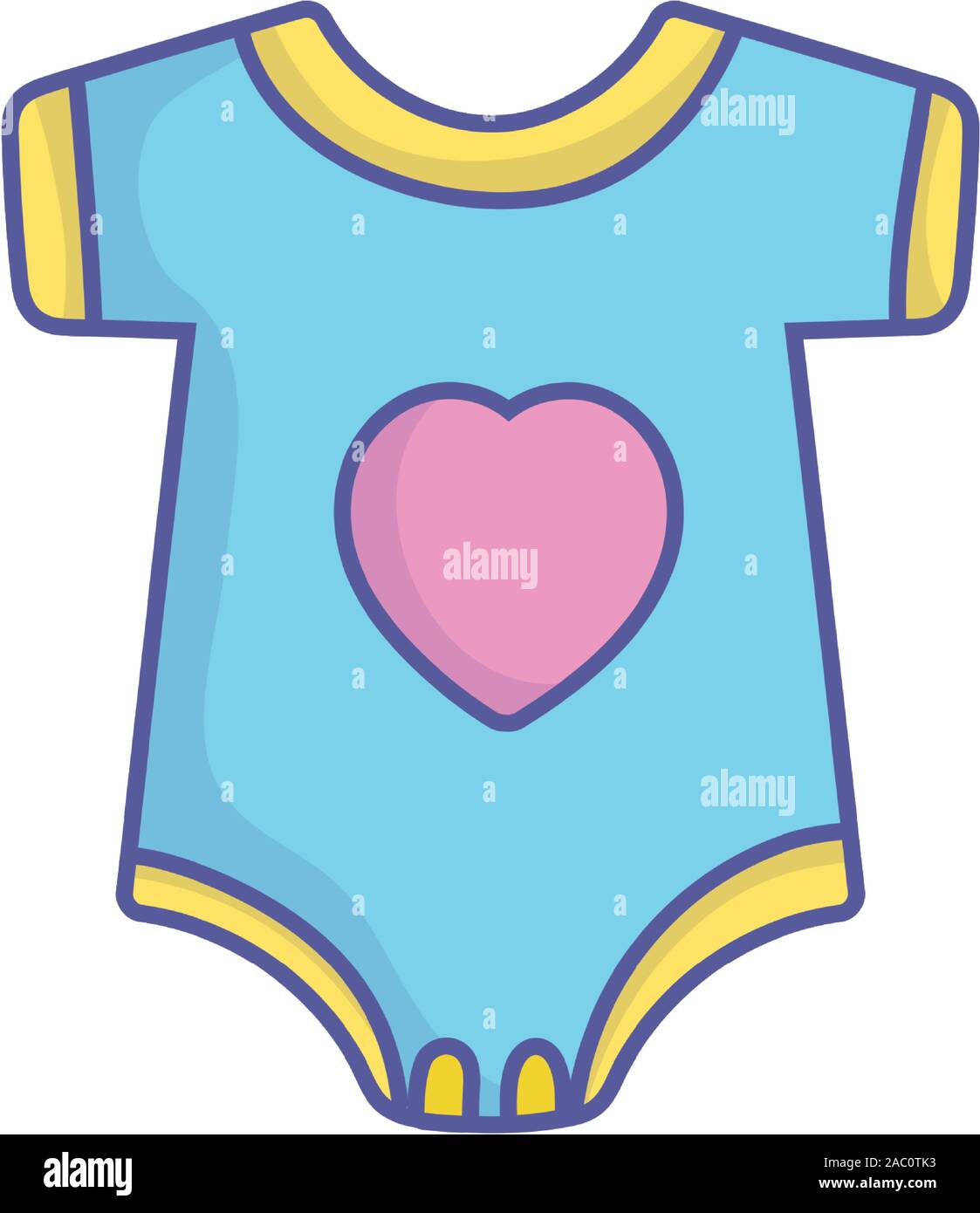 baby shower blue bodysuit with heart clothes icon on white background