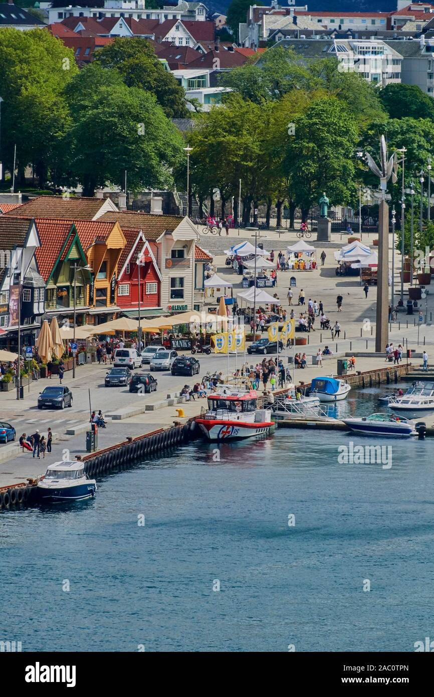 The village around the port of Stavanger taken off a cruise ship docked in the port. Norway Europe. Stock Photo