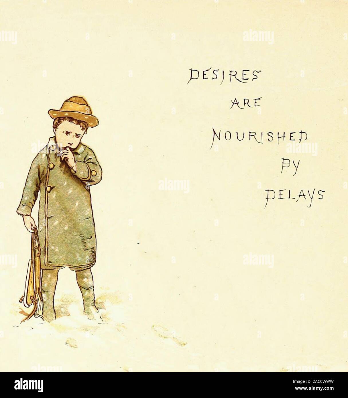 Desires are nourished by delays - A vintage illustration of an old proverb Stock Photo
