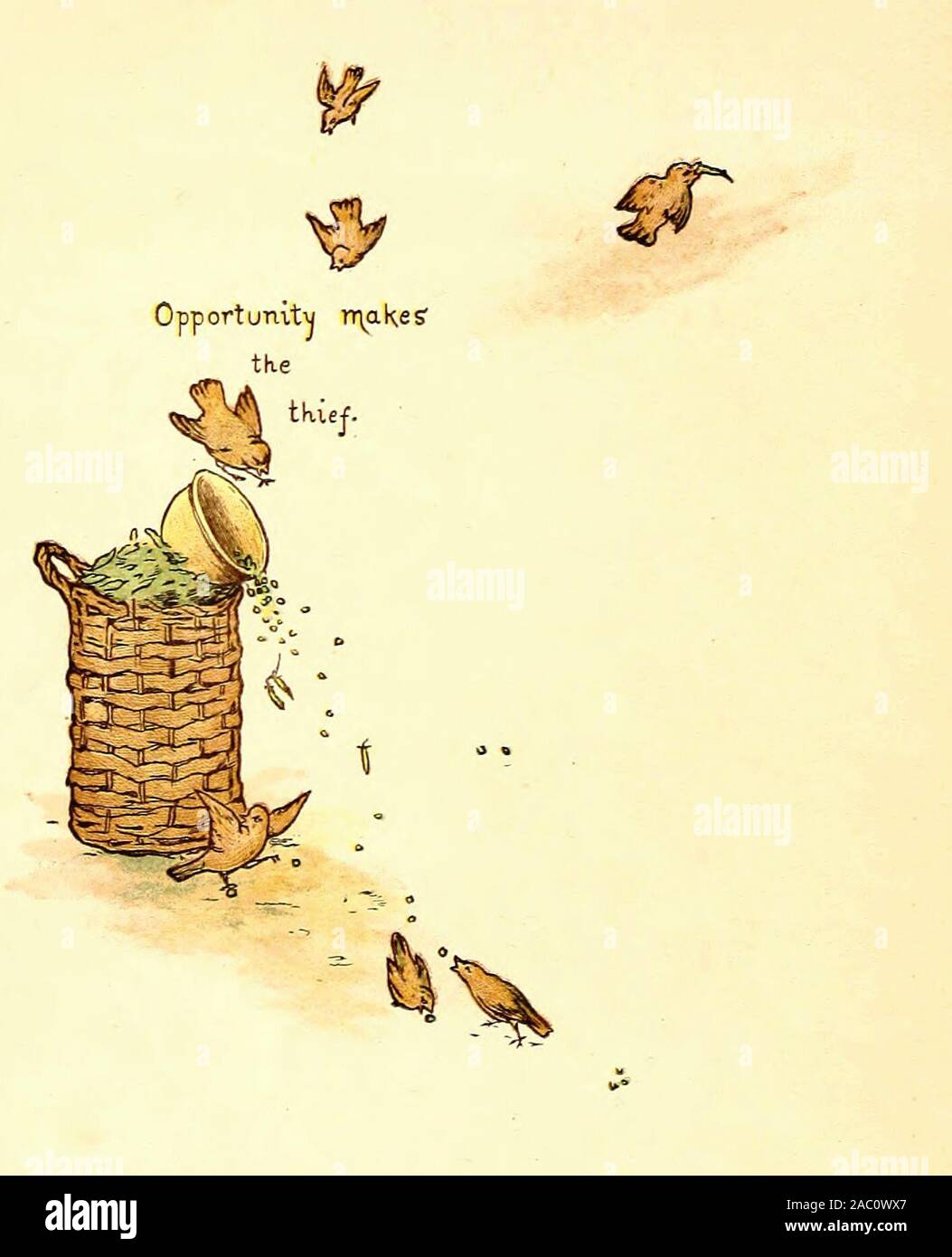 Opportunity Makes the Thief - A Vintage Illustration of an Old Proverb Stock Photo