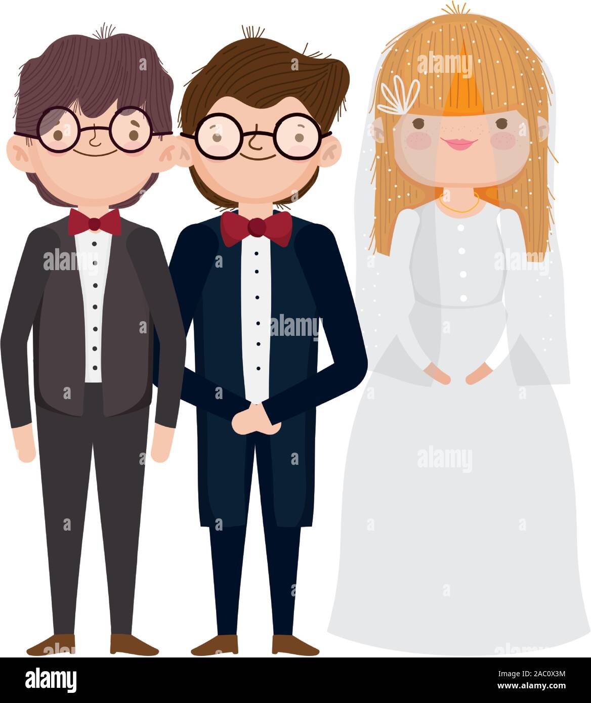 wedding bride and grooms cartoon characters elegant suits vector  illustration Stock Vector Image & Art - Alamy