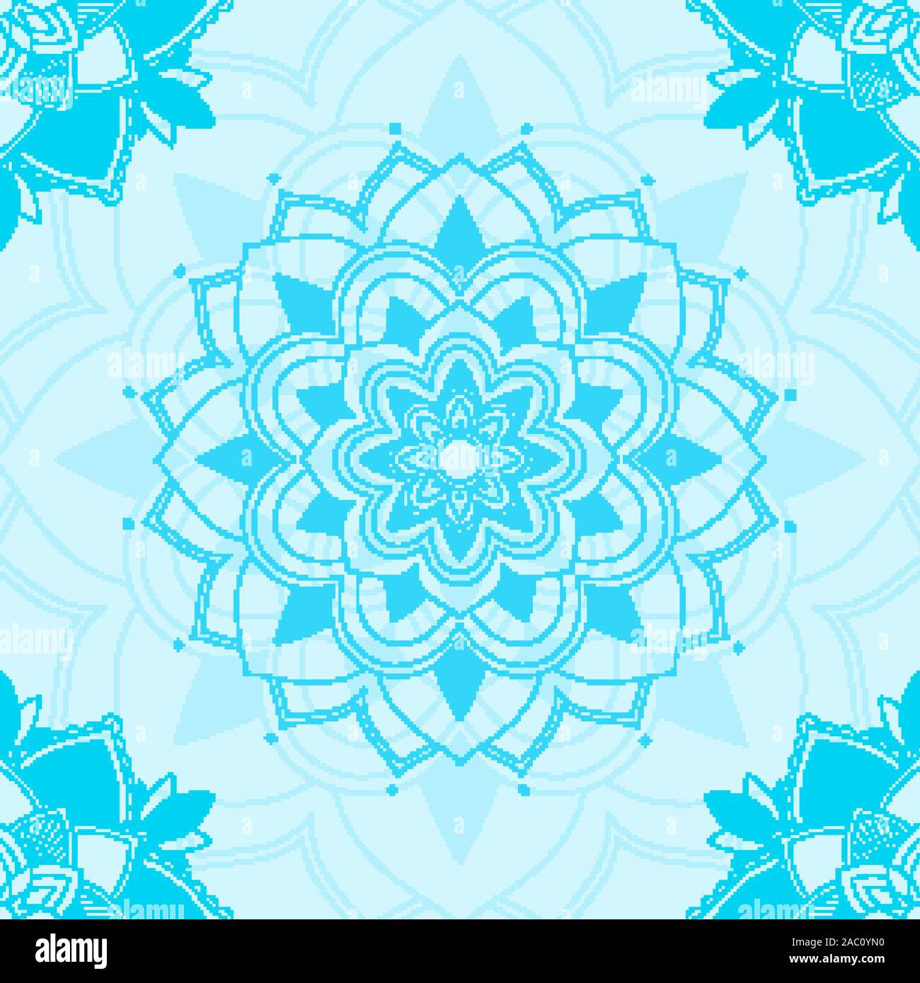 Background pattern of mandala in blue illustration Stock Vector Image