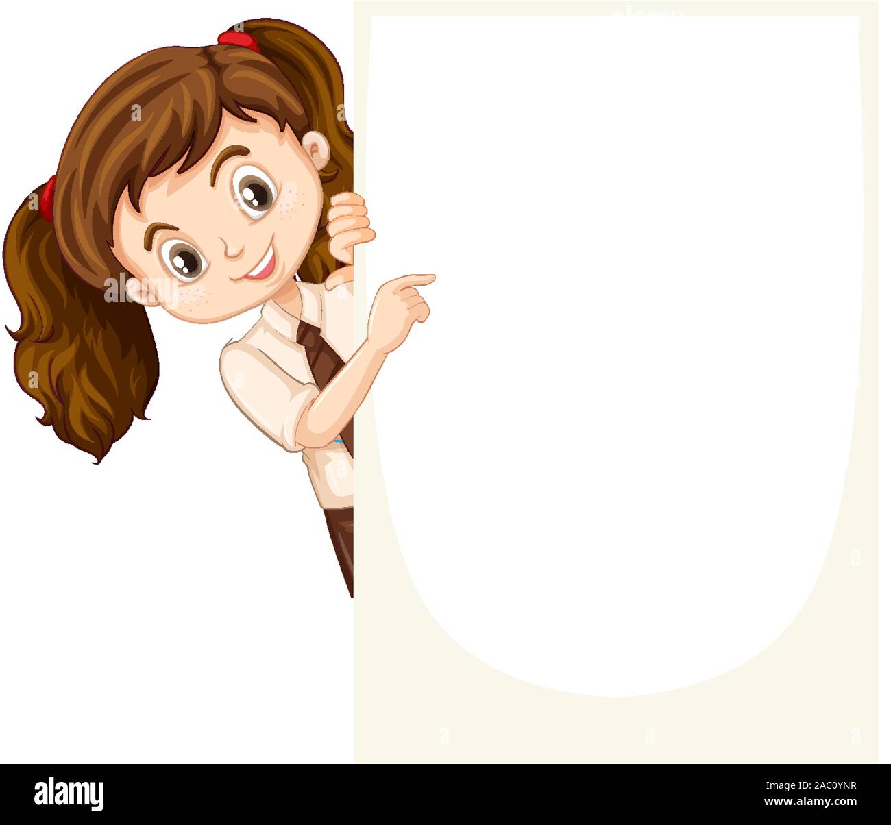One happy girl with blank board illustration Stock Vector Image & Art ...