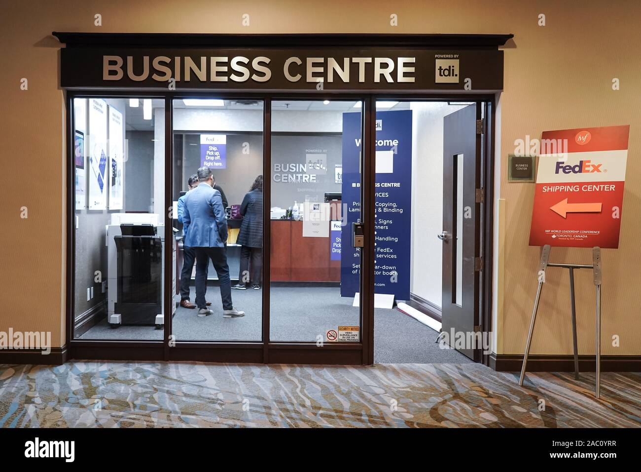 business center inside hotel Stock Photo