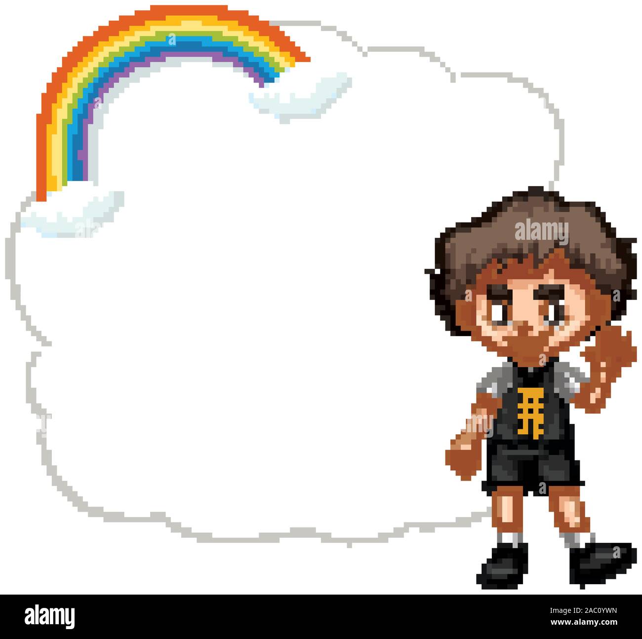Happy boy and cloud template illustration Stock Vector Image & Art - Alamy
