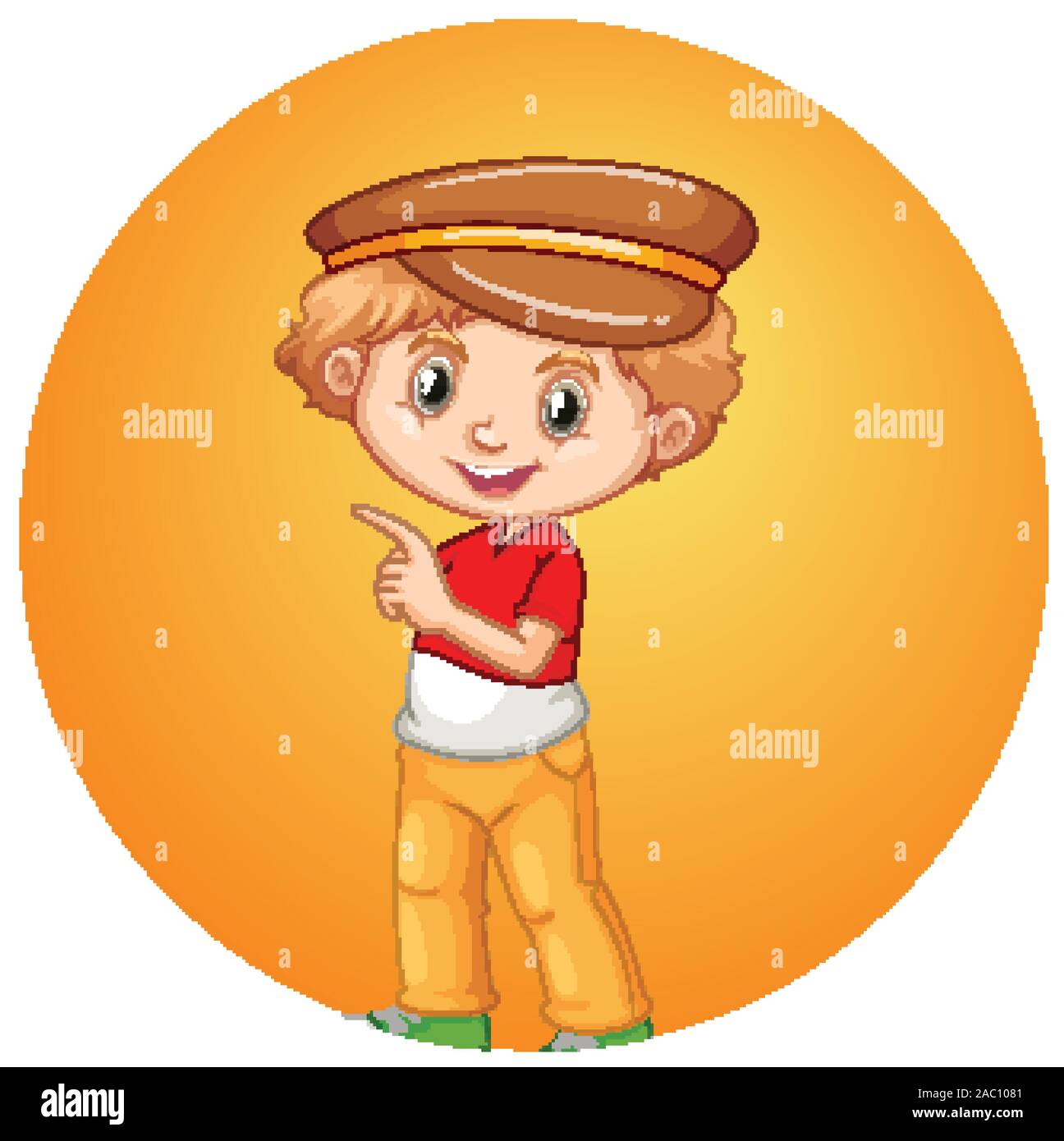 Happy boy on round background illustration Stock Vector Image & Art - Alamy