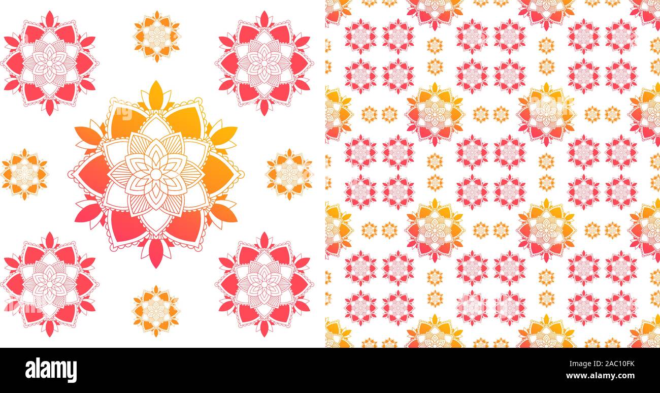 Seamless design with colorful mandalas pattern illustration Stock ...