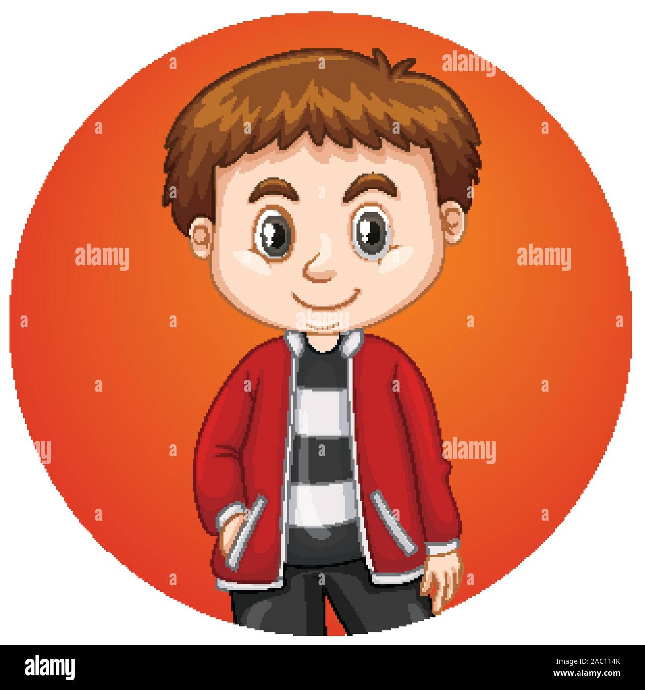 Happy boy on round background illustration Stock Vector Image & Art - Alamy