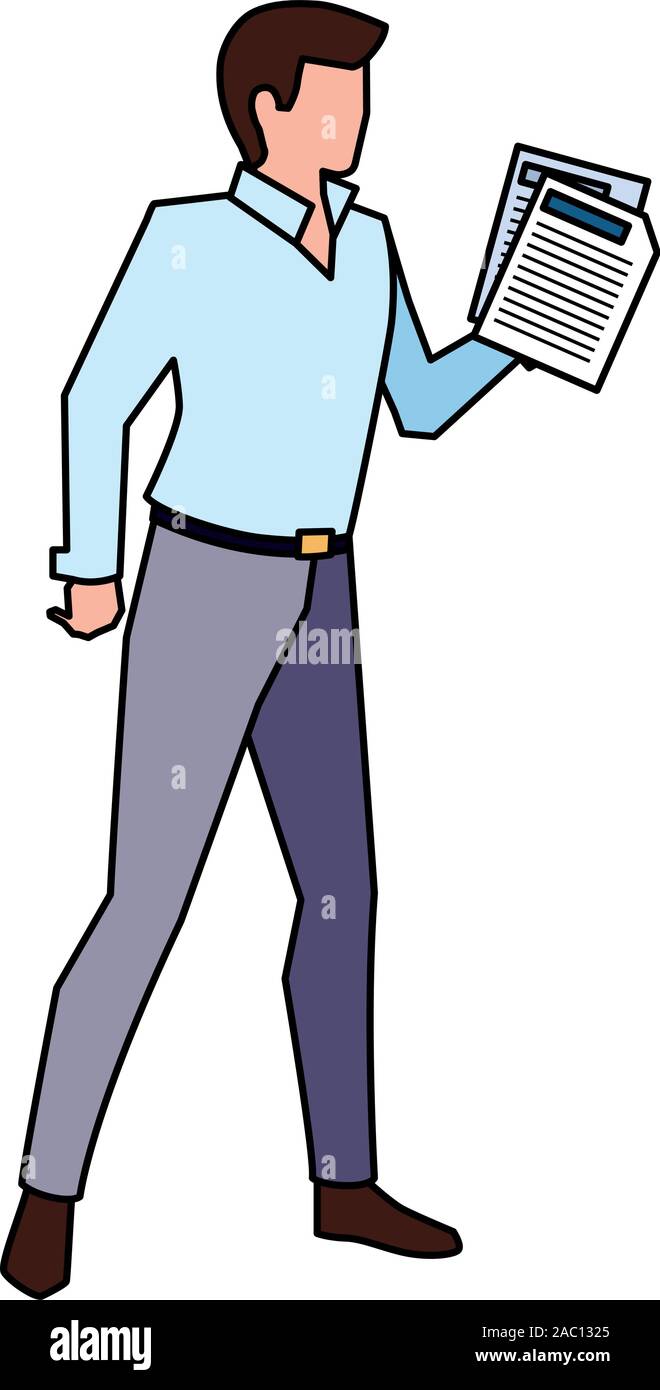 businessman with sheet of paper in hand on white background vector ...
