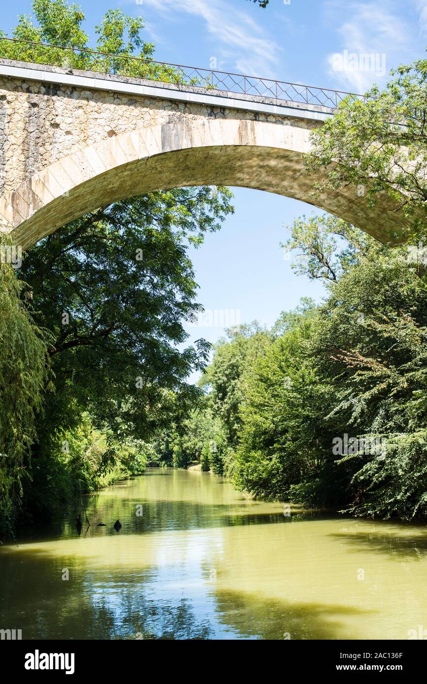 Bridge on River Baise, France Stock Photo