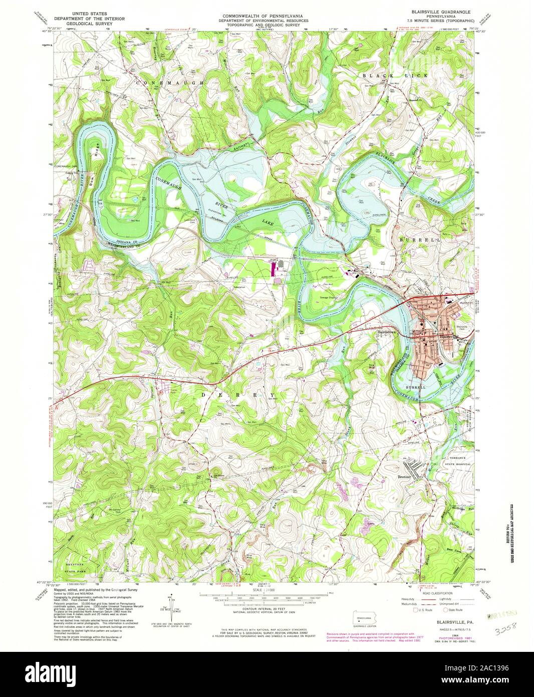 USGS TOPO Map Pennsylvania PA Blairsville 170414 1964 24000 Restoration Stock Photo Alamy