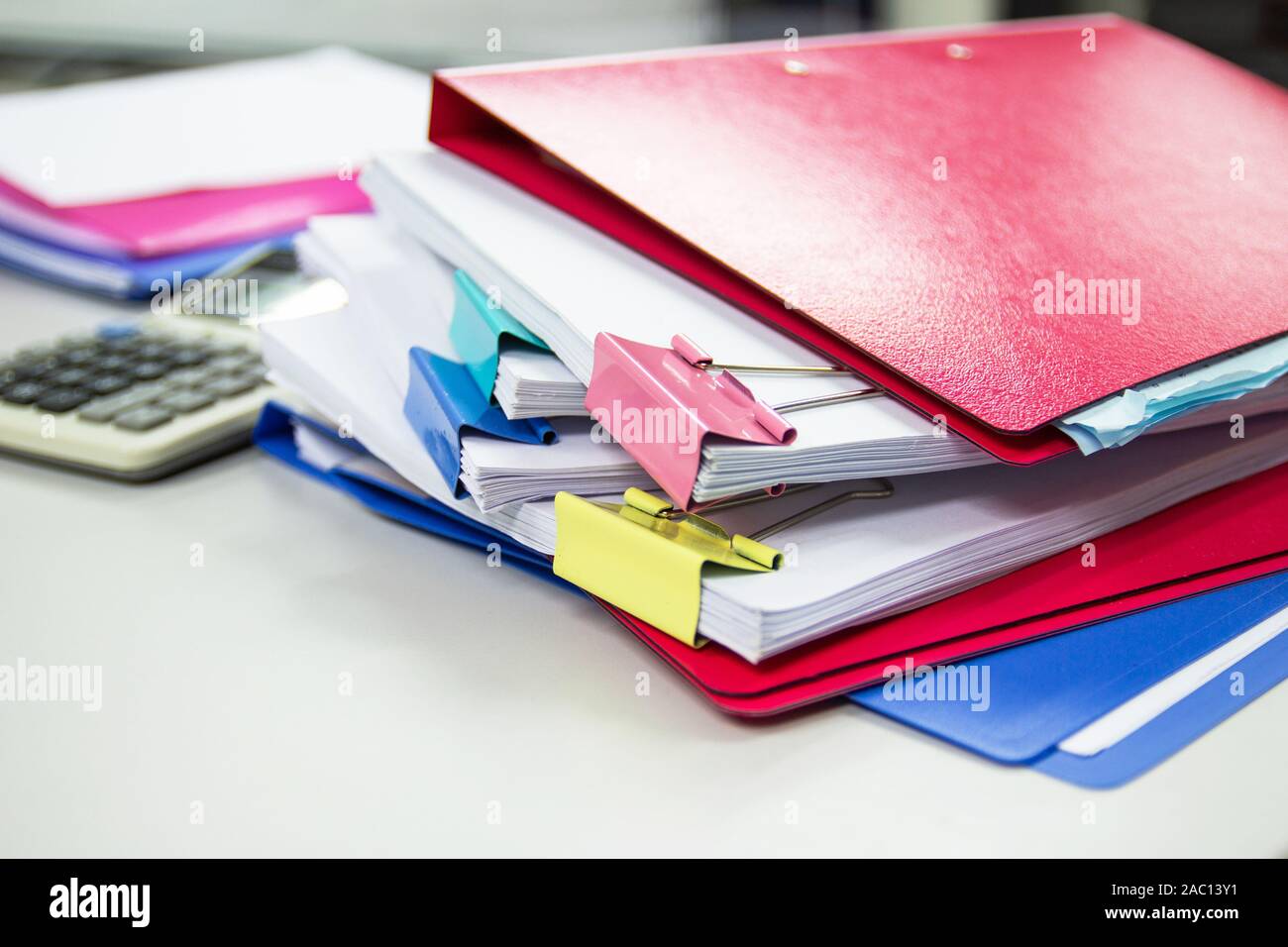File Folder And Stack Of Business Report Paper File On The Table In A Work Office Concept Document In Work Office Stock Photo Alamy