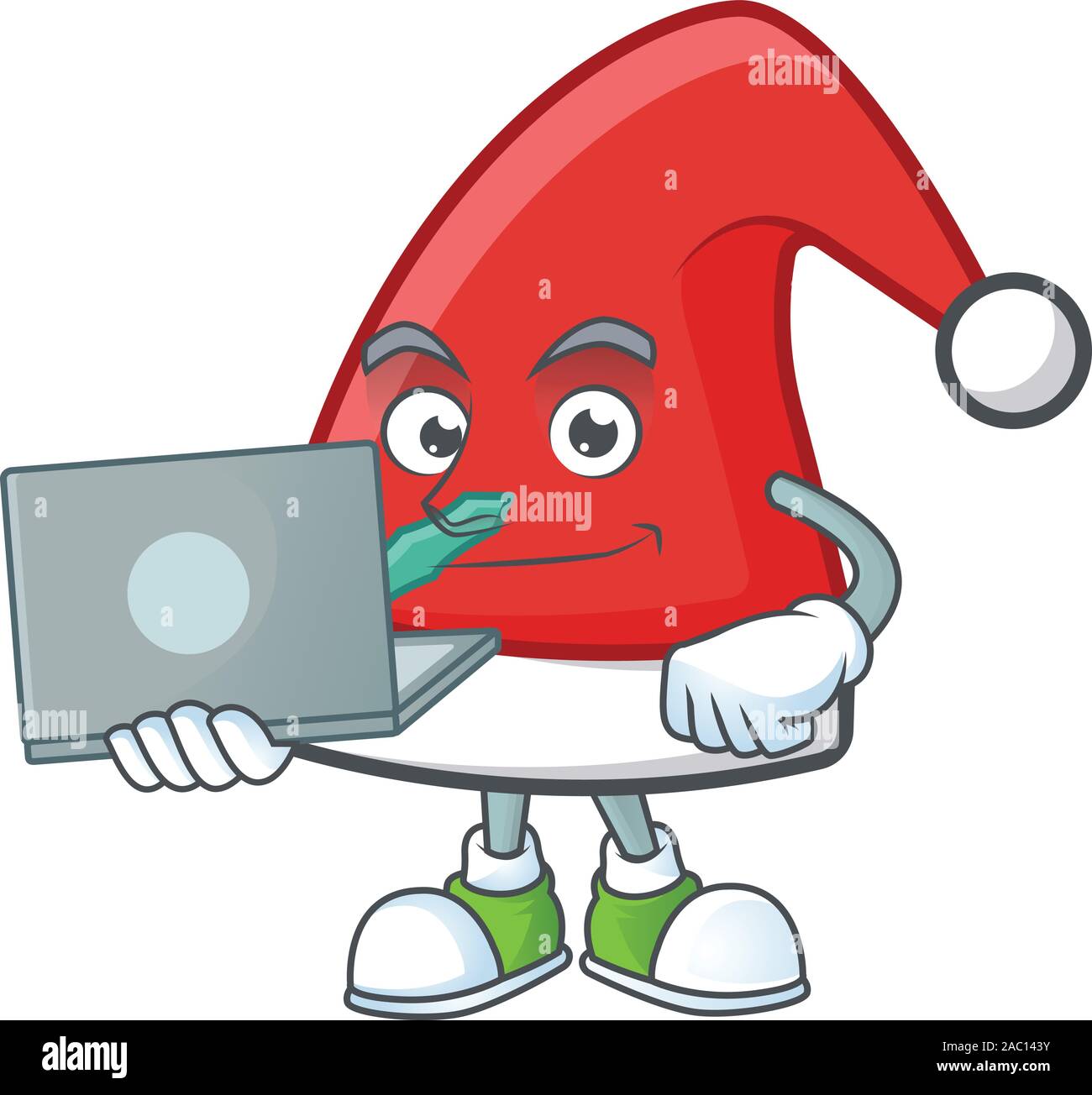 Happy Smiling Santa Claus Hat Cartoon Character Working With